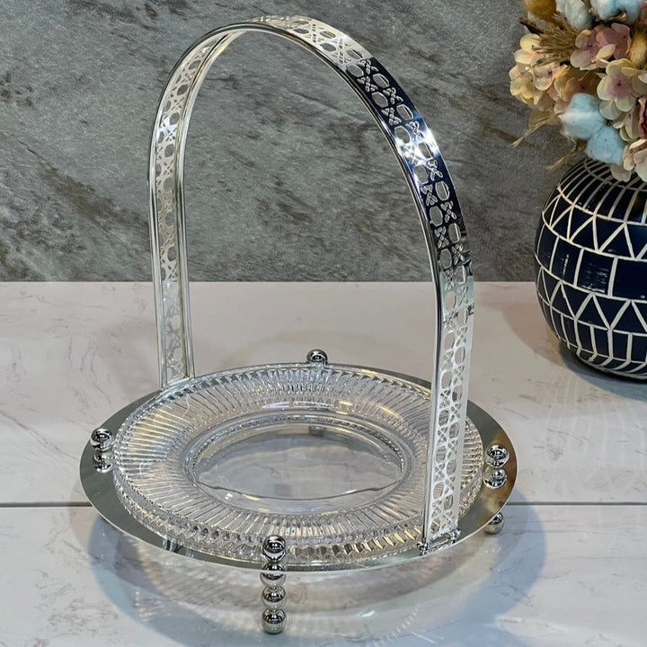 Silver Colour Round  Stand  Size 27CM - Premium  from Alam Al Awane - Just AED65! Shop now at alamalawane