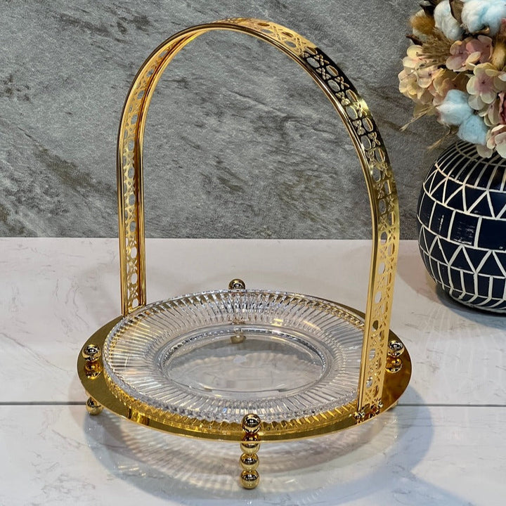 Gold Colour Round  Stand  Size 27CM - Premium  from Alam Al Awane - Just AED65! Shop now at alamalawane