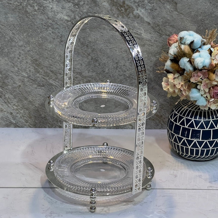 2Floors Silver Colour Round  Stand  Size 27CM - Premium  from Alam Al Awane - Just AED95! Shop now at alamalawane