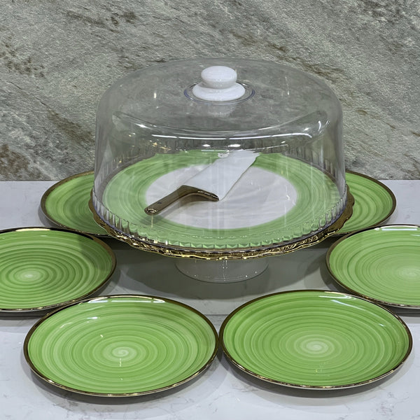 Cake Stand With 6pcs Plate - Premium Cake Servers from Alam Al Awane - Just AED189.00! Shop now at alamalawane