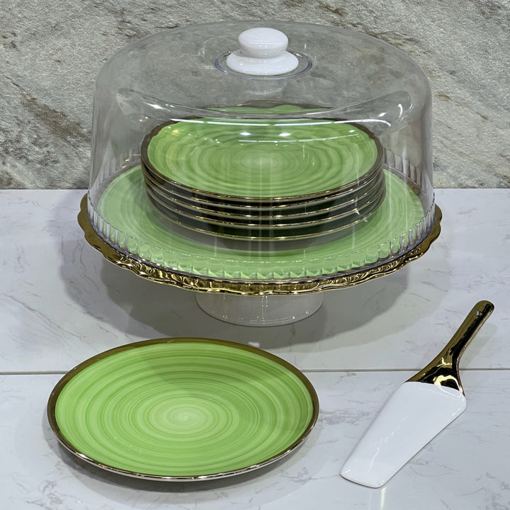 Cake Stand With 6pcs Plate - Premium Cake Servers from Alam Al Awane - Just AED189.00! Shop now at alamalawane