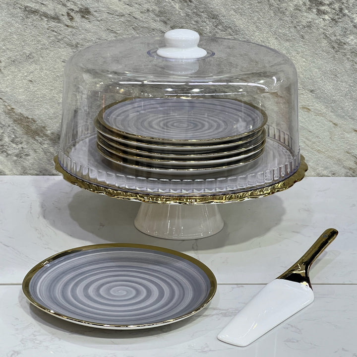 Cake Stand With 6pcs Plate - Premium Cake Servers from Alam Al Awane - Just AED235.00! Shop now at alamalawane