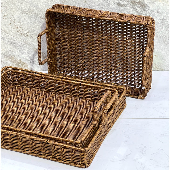 Brown Woven Ratan Tray - Premium Serving Trays from Alam Al Awane - Just AED95.00! Shop now at alamalawane