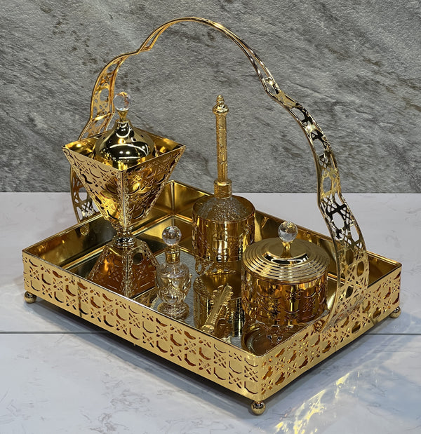 Metal Incense Burner Set Bosket Tray - Premium Incense from Alam Al Awane - Just AED210! Shop now at alamalawane