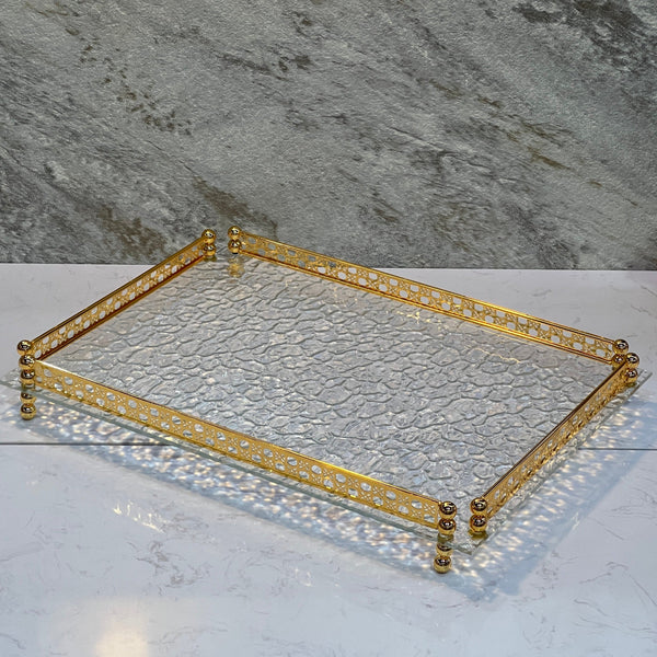 Acrylic Serving Tray With Gold Bord - Premium Serving Trays from Alam Al Awane - Just AED135.00! Shop now at alamalawane