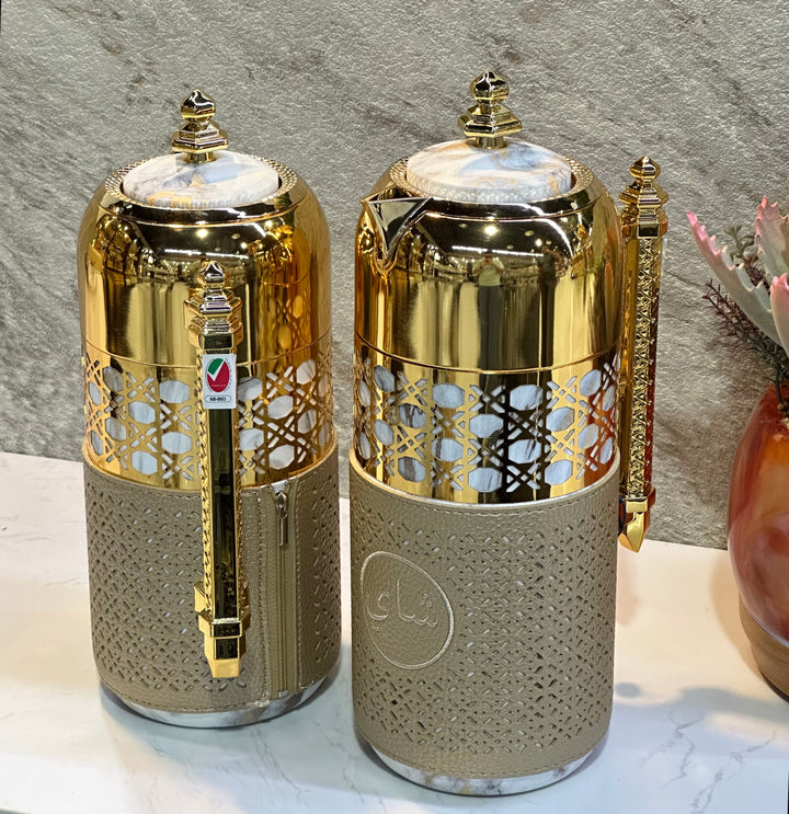 2 Pieces Of Thermos With Leather - Premium Flasks from Alam Al Awane - Just AED275! Shop now at alamalawane