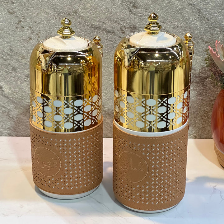 2 Pieces Of Thermos With Leather - Premium Flasks from Alam Al Awane - Just AED275! Shop now at alamalawane