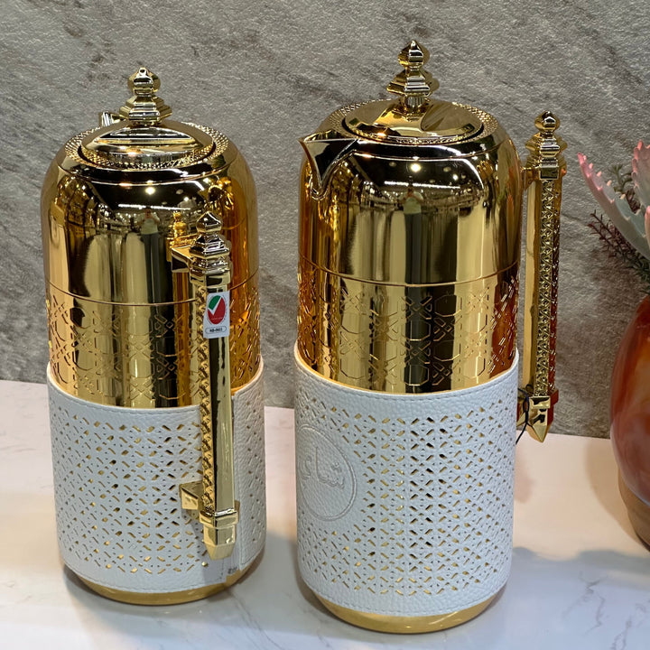 2 Pieces Of Thermos With Leather - Premium Flasks from Alam Al Awane - Just AED275! Shop now at alamalawane