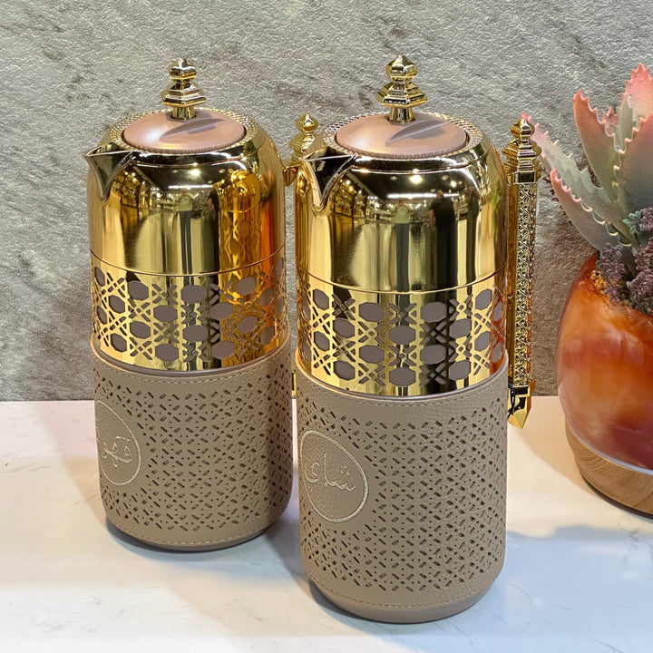 2 Pieces Of Thermos With Leather - Premium Flasks from Alam Al Awane - Just AED275! Shop now at alamalawane