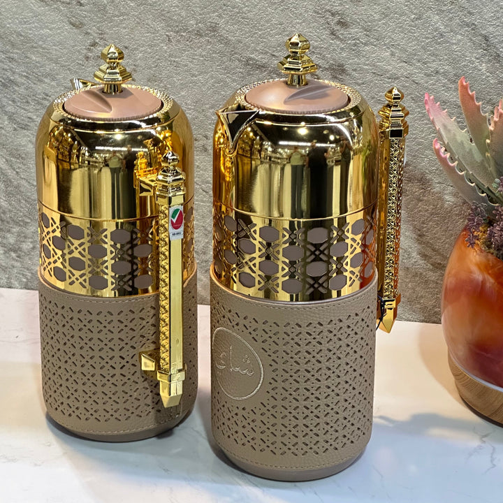 2 Pieces Of Thermos With Leather - Premium Flasks from Alam Al Awane - Just AED275! Shop now at alamalawane