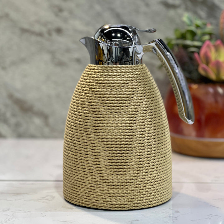 Single Vacuum Flask Beige Gold And Silver - Premium Flasks from Alam Al Awane - Just AED168! Shop now at alamalawane