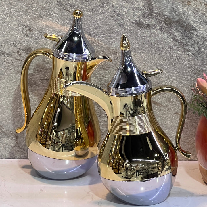 2 Pieces Of  Silver Gold Thermos FLASK - Premium Flasks from Alam Al Awane - Just AED220! Shop now at alamalawane