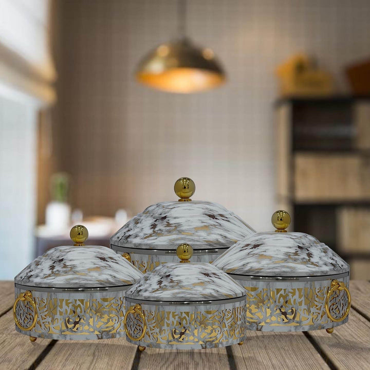 Set Of 4pcs Hotpot White Marble - Premium hotpot from Alam Al Awane - Just AED770.00! Shop now at alamalawane