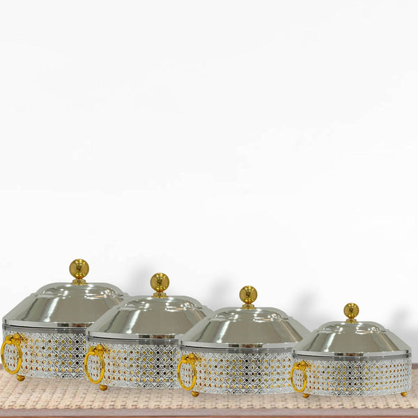 Set Of 4pcs Hotpot Silver Gold Ratan - Premium hotpot from Alam Al Awane - Just AED770.00! Shop now at alamalawane