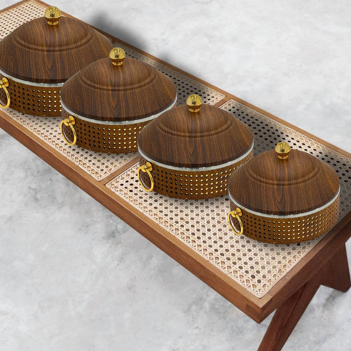 Set Of 4pcs Hotpot Wooden Ratan - Premium hotpot from Alam Al Awane - Just AED770.00! Shop now at alamalawane