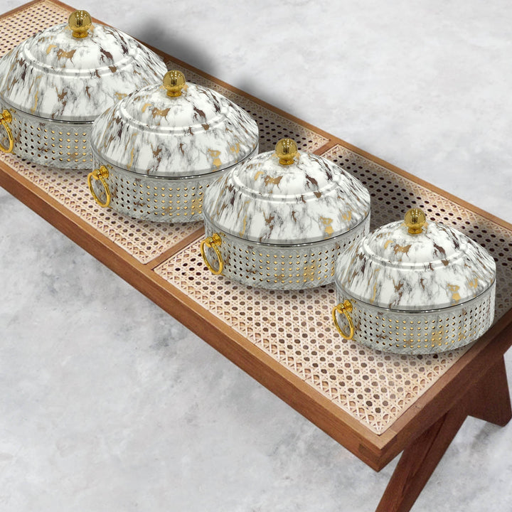 Set Of 4pcs Hotpot Marble Ratan - Premium hotpot from Alam Al Awane - Just AED770.00! Shop now at alamalawane