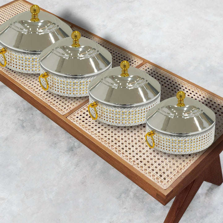 Set Of 4pcs Hotpot Silver Gold Ratan - Premium hotpot from Alam Al Awane - Just AED770.00! Shop now at alamalawane