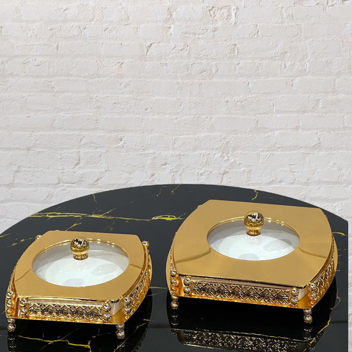 Square Sweet Bowl 1KG & 2KG Gold - Premium Sweet bowls from Alam Al Awane - Just AED89! Shop now at alamalawane