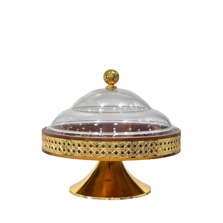 Round Stand Wood With Ratan 35cm - Premium Cake Servers from Alam Al Awane - Just AED165.00! Shop now at alamalawane