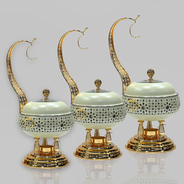 3 Pcs Chafing Dish Cream MALAKI - Premium Chafing Dishes from Alam Al Awane - Just AED980.00! Shop now at alamalawane