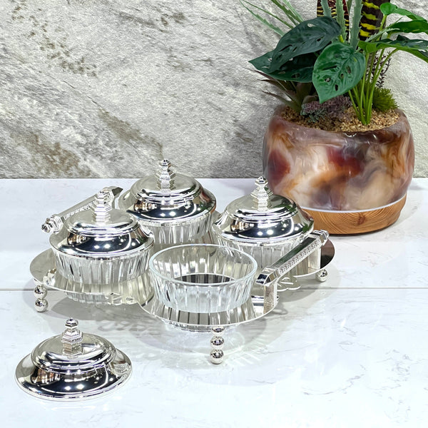 Candy Set of 4 Bowls Silver - Premium Dessert Toppings from Alam Al Awane - Just AED165.00! Shop now at alamalawane