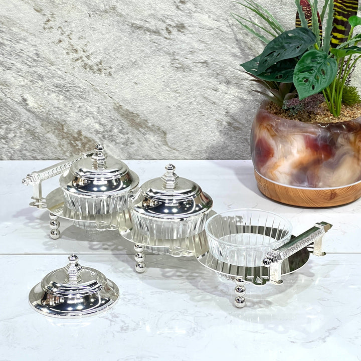 Candy Set of 3 Bowls Silver - Premium Dessert Toppings from Alam Al Awane - Just AED135.00! Shop now at alamalawane